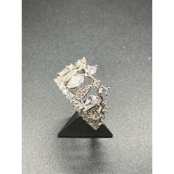 Sterling Silver CROWN Ring Size 7 CZ 925 PAJ Tiara Ring Fancy Jewelry - Picture 2 of 6